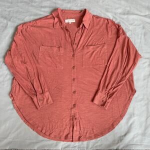 Lou & Grey Loft Coral, Light Weight, Collared, Long Sleeve Casual Button Up- S